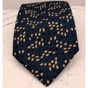 Canali 100% Silk Tie Navy‎ Blue Geometric Made in Italy Luxury 3.5" 58"